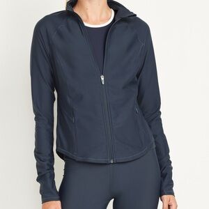NWT Old Navy Active L Tall PowerSoft Full Zip Jacket Navy Blue Mock Neck